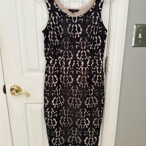 Banana Republic Navy Lace over Cream Slip Dress